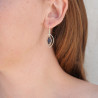 Boucles d'oreilles navettes ajourées argent et Quartz fumé (brun)