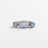 Bague fine large en argent doré et 3 Pierres de lune T54