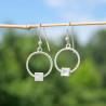 Boucles d'oreilles ronds striés en argent et Prehnite facettée