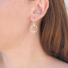 Boucles d'oreilles ronds striés en argent et Prehnite facettée