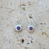 Petites boucles soleil argent et pierre Améthyste
