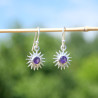 Petites boucles soleil argent et pierre Améthyste
