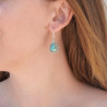 Boucles d'oreilles gouttes argent ciselé et pierre Turquoise