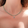 Pendentif bourgeon en argent et pierre Agate verte