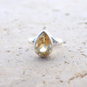 Bague haute goutte en Citrine facettée et argent T56/57