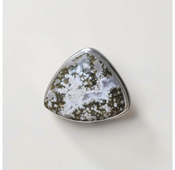 Bague triangle en pierre Jaspe océan et argent T52