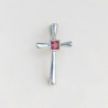 Petit pendentif croix fine argent pierre Grenat