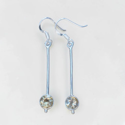 Longues boucles d'oreilles tige en argent et pierre Citrine facettée