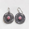 Boucles d'oreilles en argent ciselé main et pierre en Rhodochrosite (rose)