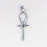 Petit pendentif croix égyptienne fine en argent et pierre PERIDOT (vert)