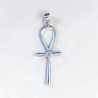 Pendentif Croix de vie argent et Pierre de lune (blanc)