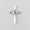 Petit pendentif croix fine en argent et pierre Péridot