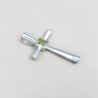 Petit pendentif croix fine en argent et pierre Péridot