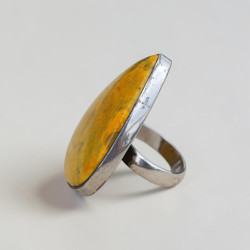 Grosse bague goutte argent et pierre Jaspe bourdon T57