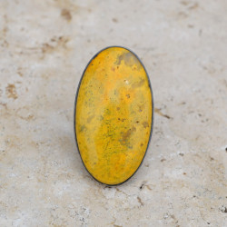 Grosse bague ovale argent et pierre Jaspe bourdon T57