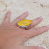 Grosse bague ovale argent et pierre Jaspe bourdon T57