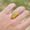Bague oblongue en argent et pierre Jaspe bourdon T51