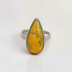 Bague goutte en argent et pierre Jaspe bourdon T51