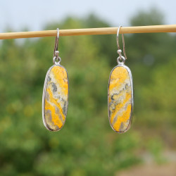 Boucles ovales en Jaspe bourdon et argent