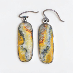 Boucles ovales en Jaspe bourdon et argent