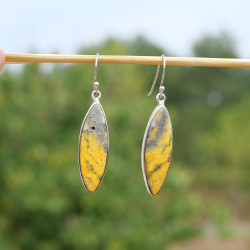 Boucles navettes en Jaspe bourdon et argent