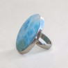 Grosse bague poire en argent et pierre Larimar T57