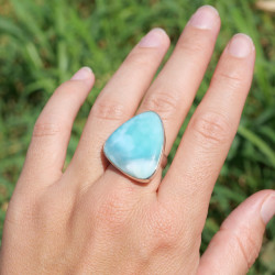 Bague pierre Larimar triangulaire et argent T55