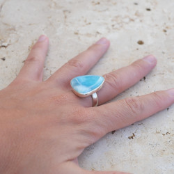 Bague pierre Larimar triangulaire et argent T55
