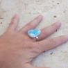 Bague pierre Larimar triangulaire et argent T55