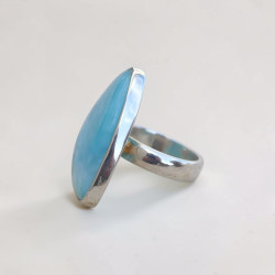 Bague pierre Larimar triangulaire et argent T55