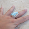 Bague goutte en Larimar et argent double T60