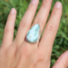 Bague goutte en Larimar et argent double T60