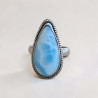 Bague pierre goutte en Larimar et argent strié T52
