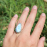 Bague pierre goutte en Larimar et argent strié T52