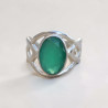 Bague argent croisé et pierre facettée Agate verte T57