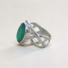 Bague argent croisé et pierre facettée Agate verte T57