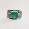 Anneau ajouré spirales argent et pierre Agate verte T62