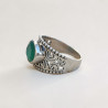 Anneau ajouré spirales argent et pierre Agate verte T62