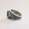 Anneau en argent strié et pierre Agate verte ovale T56