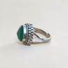 Bague trillion haute argent ciselé et pierre Agate verte T55 réglable