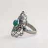Bague fleur de lotus en argent et Agate verte T53