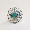 Bague fleur de lotus en argent et Agate verte T53