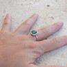 Petite bague pierre carrée Agate verte et argent T55