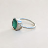 Petite bague pierre carrée Agate verte et argent T55