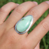 Bague goutte argent lisse et pierre Chrysoprase T55
