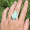 Bague goutte argent lisse et pierre Chrysoprase T55