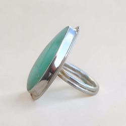 Bague goutte argent lisse et pierre Chrysoprase T55