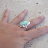 Bague goutte argent lisse et pierre Chrysoprase T55