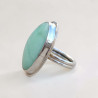 Bague ovale argent lisse et pierre Chrysoprase T53
