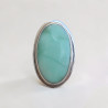 Bague ovale argent lisse et pierre Chrysoprase T53